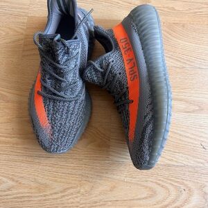 Yeezy Gray and Orange Athletic Shoes